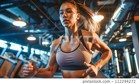 Woman Exercising in a Modern Gym Woman Exercising in a Modern Gym 112294272
