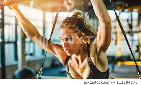 Woman Exercising in a Modern Gym 112294273