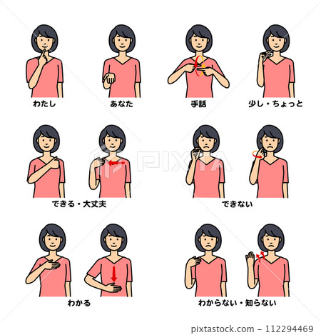 Set of women talking in sign language 112294469