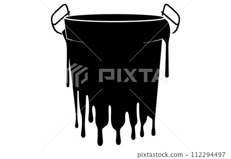Paint Melting Bucket silhouette, Paint Bucket Icon Flat Graphic Design 112294497