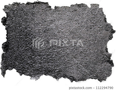 Dense dark gray cardboard with uneven edges on white 112294790