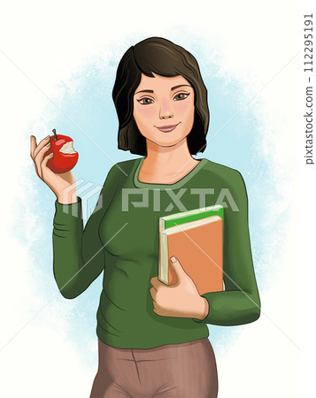 Female student with apple 112295191
