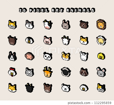 3D dot picture animal icon set 01 112295859