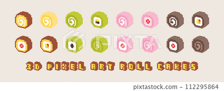 3D dot picture roll cake set 112295864