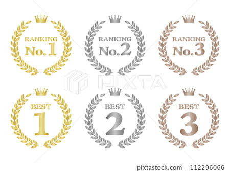 Ranking icon set of laurel leaf decoration Ranking icon set of laurel leaf decoration 112296066