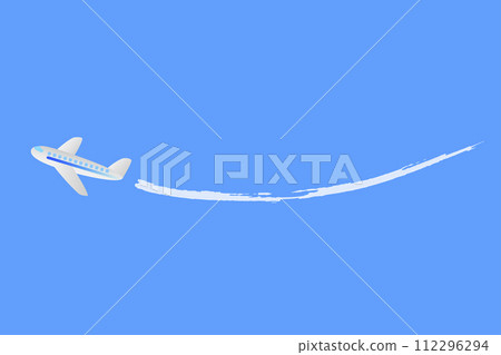 Illustration of an airplane flying in the blue sky 112296294