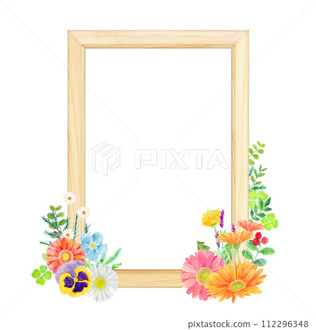 Watercolor illustration botanical frame 112296348
