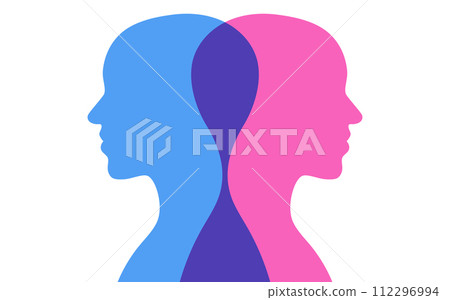 戰鬥,一個男人和一個女人互相擦肩而過的剪影插圖 戰鬥,一個男人和一個女人互相擦肩而過的剪影插圖 112296994
