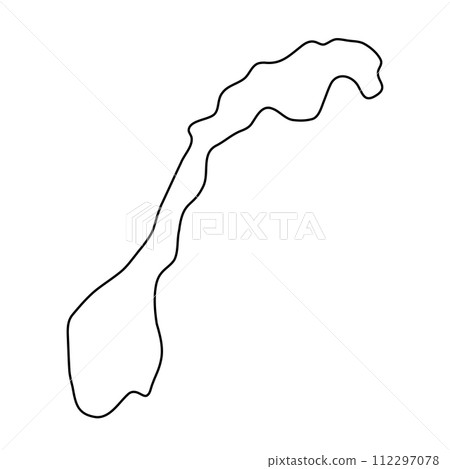 Norway country simplified map. Thin black outline contour. Simple vector icon Norway country simplified map. Thin black outline contour. Simple vector icon 112297078