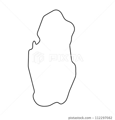 Qatar country simplified map. Thin black outline contour. Simple vector icon 112297082