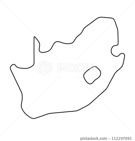 South Africa country simplified map. Thin black outline contour. Simple vector icon 112297091
