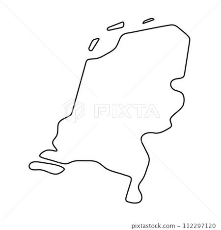 Netherlands country simplified map. Thin black outline contour. Simple vector icon 112297120