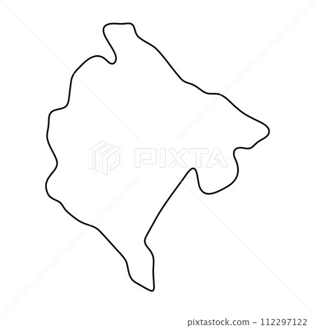 Montenegro country simplified map. Thin black outline contour. Simple vector icon 112297122