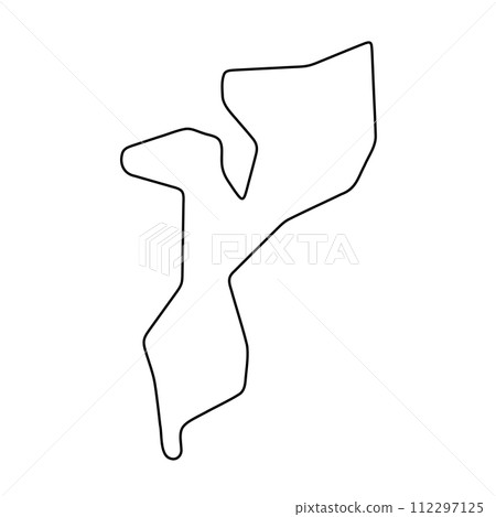Mozambique country simplified map. Thin black outline contour. Simple vector icon 112297125