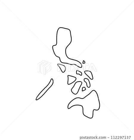 Philippines country simplified map. Thin black outline contour. Simple vector icon 112297137