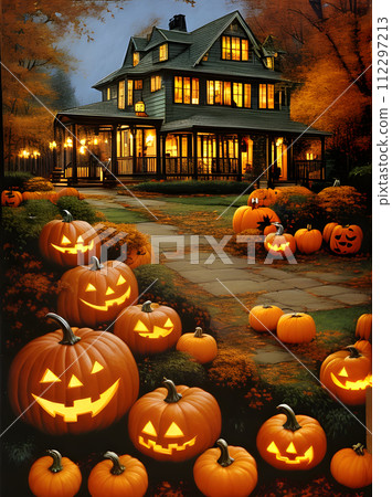 Vintage color palette Halloween long shot. 112297213