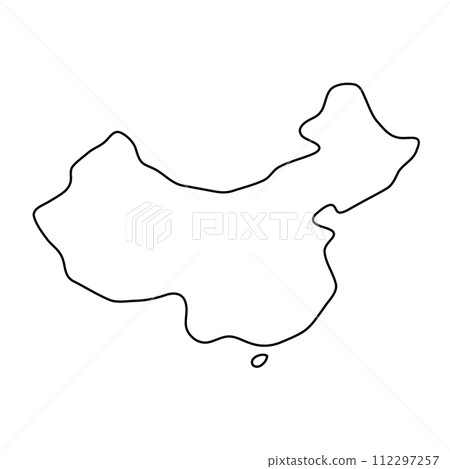 China country simplified map. Thin black outline contour. Simple vector icon 112297257