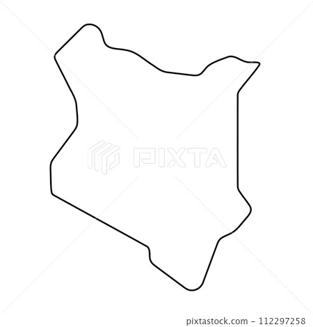 Kenya country simplified map. Thin black outline contour. Simple vector icon 112297258