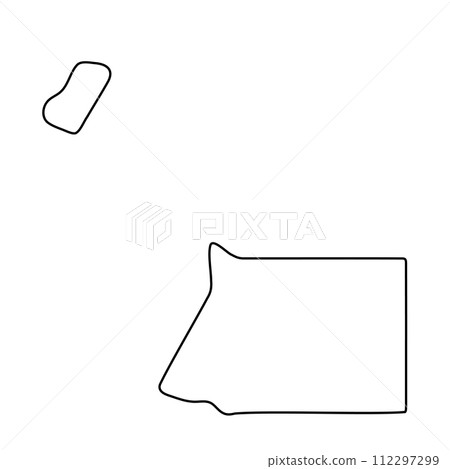 Equatorial Guinea country simplified map. Thin black outline contour. Simple vector icon Equatorial Guinea country simplified map. Thin black outline contour. Simple vector icon 112297299