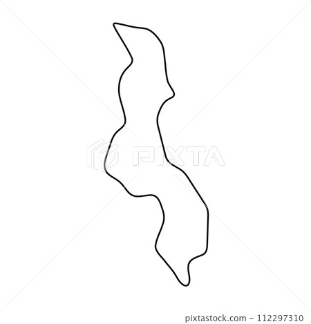 Malawi country simplified map. Thin black outline contour. Simple vector icon 112297310