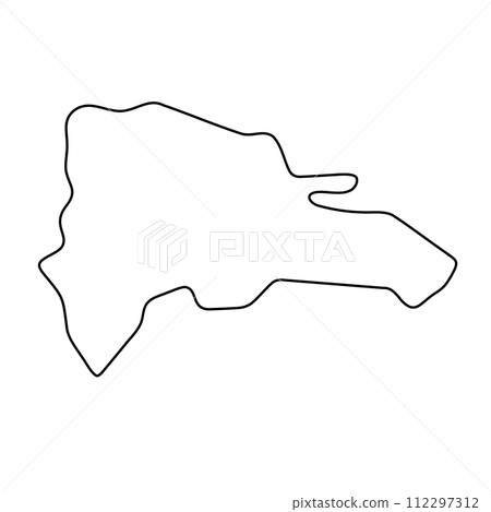 Dominican Republic country simplified map. Thin black outline contour. Simple vector icon Dominican Republic country simplified map. Thin black outline contour. Simple vector icon 112297312