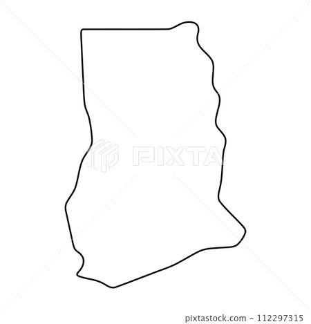 Ghana country simplified map. Thin black outline contour. Simple vector icon 112297315