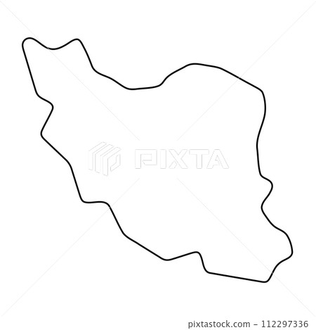 Iran country simplified map. Thin black outline contour. Simple vector icon 112297336