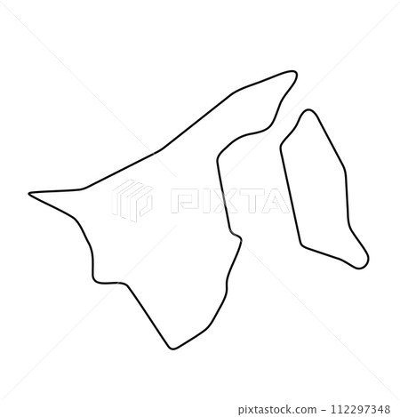 Brunei country simplified map. Thin black outline contour. Simple vector icon 112297348