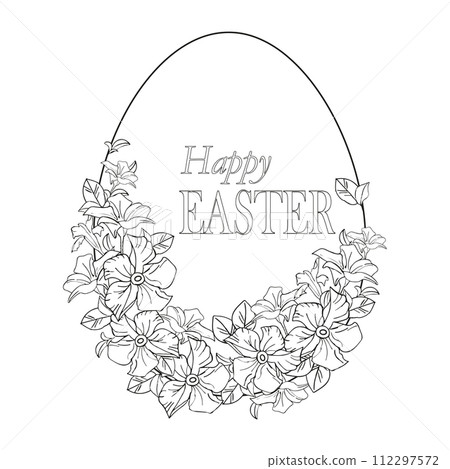 Line art spring flower Easter egg , hand drawn floral elements for Valentines day. Vector illustrations for card or invitations, coloring book Line art spring flower Easter egg , hand drawn floral elements for Valentines day. Vector illustrations for card or invitations, coloring book 112297572