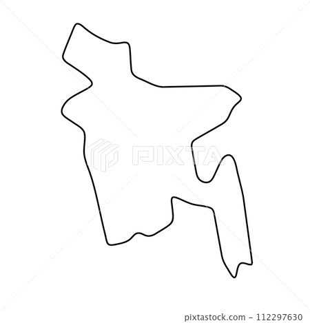 Bangladesh country simplified map. Thin black outline contour. Simple vector icon Bangladesh country simplified map. Thin black outline contour. Simple vector icon 112297630