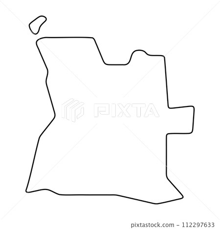 Angola country simplified map. Thin black outline contour. Simple vector icon Angola country simplified map. Thin black outline contour. Simple vector icon 112297633