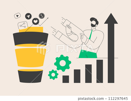 Marketing funnel abstract concept vector illustration. 112297645