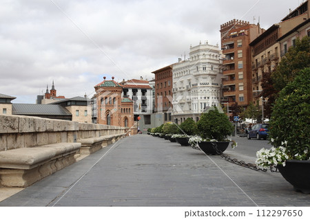 Mudejar style architecture on the oval staircase or station in Teruel, 112297650