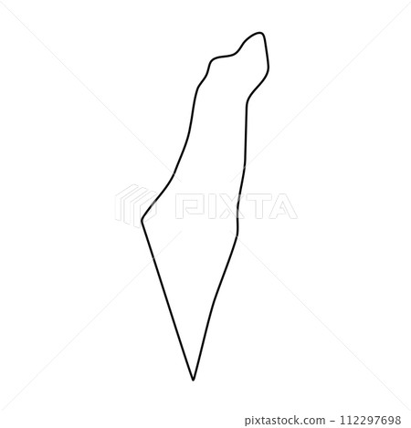 Israel country simplified map. Thin black outline contour. Simple vector icon Israel country simplified map. Thin black outline contour. Simple vector icon 112297698