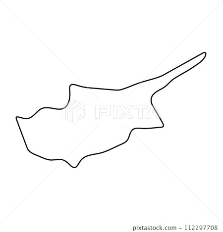 Cyprus country simplified map. Thin black outline contour. Simple vector icon Cyprus country simplified map. Thin black outline contour. Simple vector icon 112297708