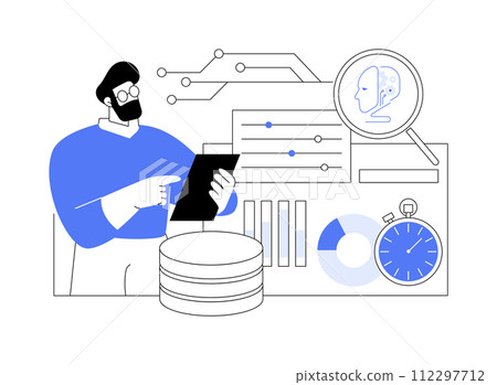 Real-Time Data Analysis with AI abstract concept vector illustration. Real-Time Data Analysis with AI abstract concept vector illustration. 112297712