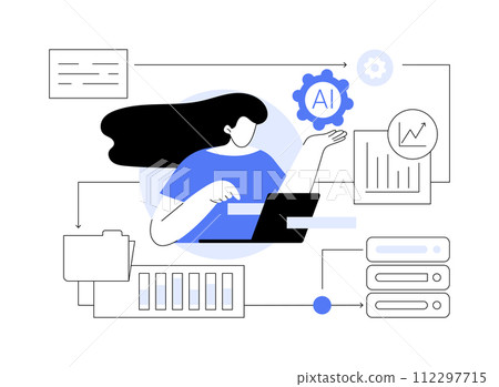 AI-Optimized Data Management Solutions abstract concept vector illustration. 112297715