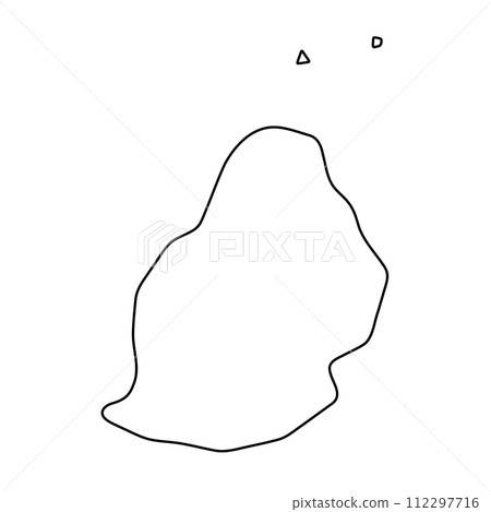 Mauritius country simplified map. Thin black outline contour. Simple vector icon 112297716