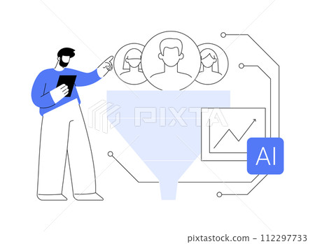 AI-Enhanced Sales Funnel Optimization abstract concept vector illustration. AI-Enhanced Sales Funnel Optimization abstract concept vector illustration. 112297733