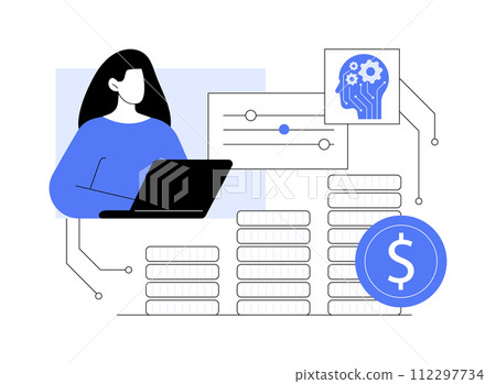 AI-Dynamic Pricing Strategies abstract concept vector illustration. AI-Dynamic Pricing Strategies abstract concept vector illustration. 112297734