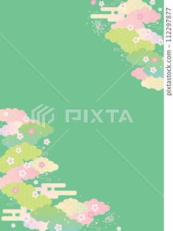 背景（日本春天的天空）-雲櫻花圖案 9-2 向量 112297877