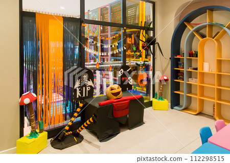 Playroom for young children, interior, bright colored furniture Playroom for young children, interior, bright colored furniture 112298515