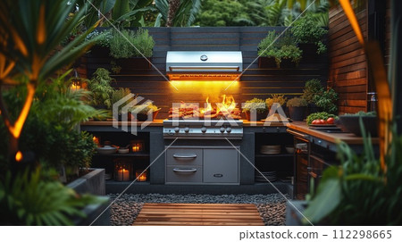 modern summer outdoor kitchen 112298665