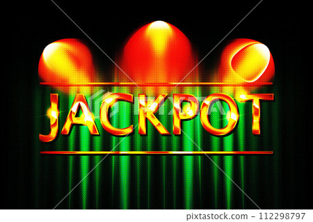 Jackpot word on banner with green curtains Vector illustration 112298797