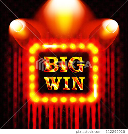 Big Win word on banner with red curtains Vector illustration Big Win word on banner with red curtains Vector illustration 112299020