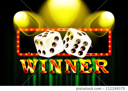 Winner word on banner with greeb curtains Vector illustration 112299370