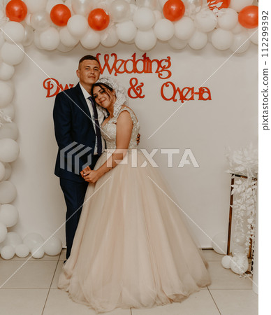 groom and bride already with their heads covered shawl hustka groom and bride already with their heads covered shawl hustka 112299392