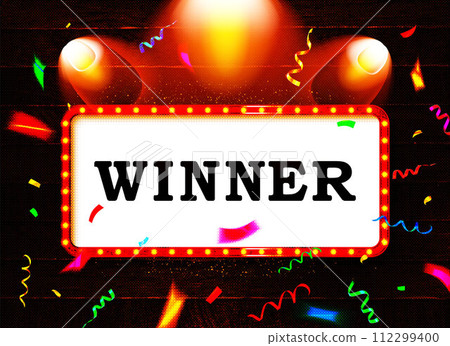 Winner word on banner against the background of a wooden wall Vector illustration Winner word on banner against the background of a wooden wall Vector illustration 112299400