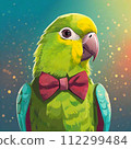 Illustration of a cute parrot with a bow tie 112299484