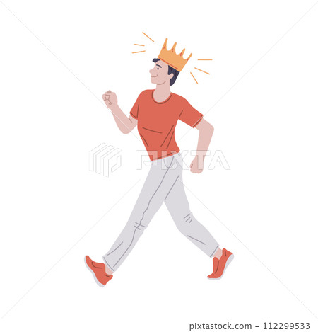 Confident man with crown on his head walking, positive self esteem, success, leadership, man proud of himself vector Confident man with crown on his head walking, positive self esteem, success, leadership, man proud of himself vector 112299533